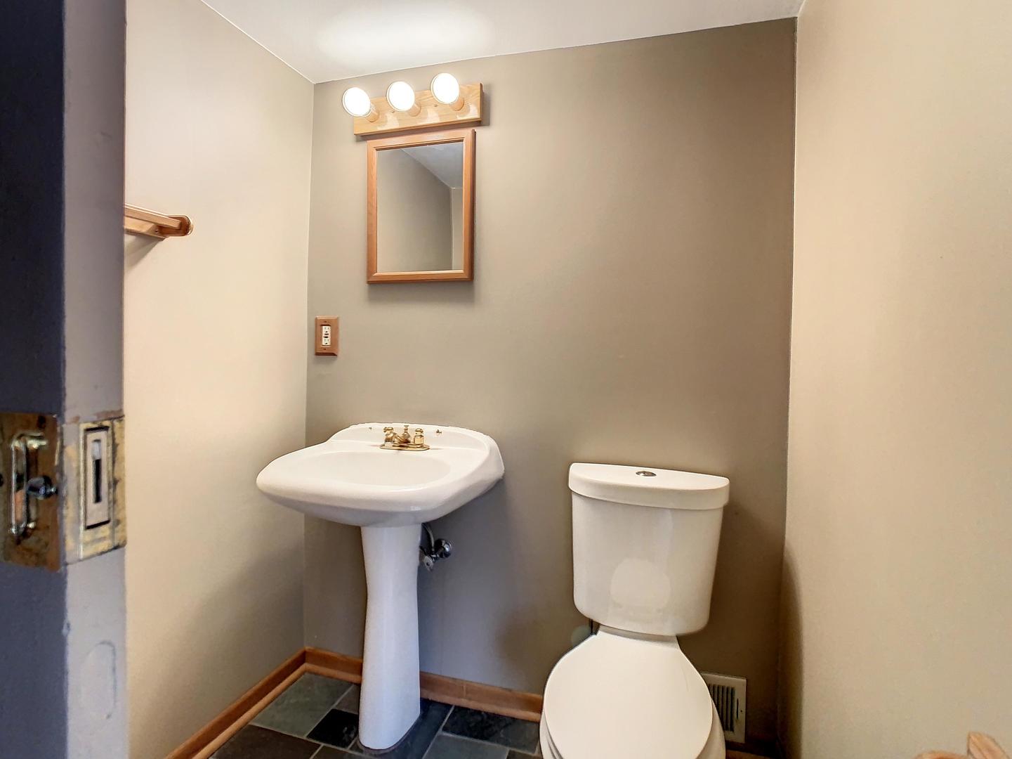 4705 Timberlane Road Crystal Lake, IL 60014 - Photo 20 of 29 a bathroom with a toilet a sink and a mirror