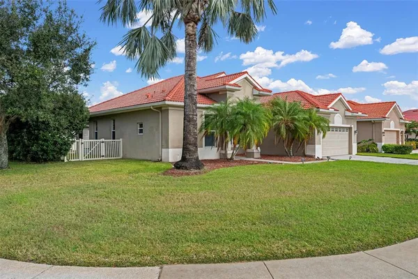 a view of a house with a backyard