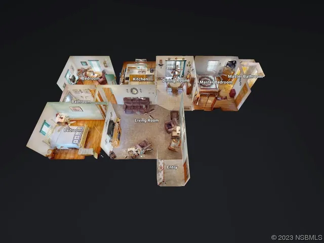 a house view with swimming pool