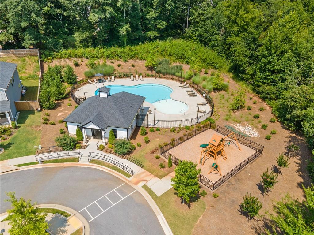 368 Murray Way Lilburn, GA 30047 - Photo 46 of 54 an aerial view of a house with a garden