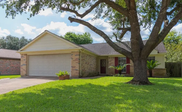 a view of a house with a yard and a large tree