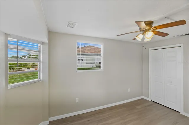 a view of a room with racks on the wall