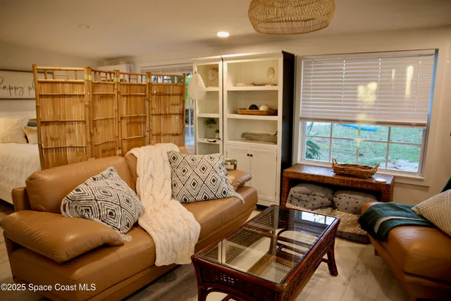 a living room with furniture