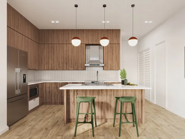 a kitchen with a sink cabinets and window
