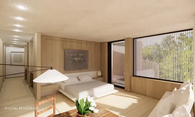 a workspace with furniture and window