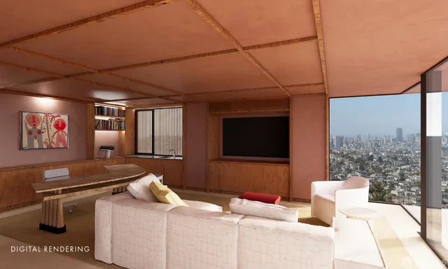 a view of a room with wooden floor