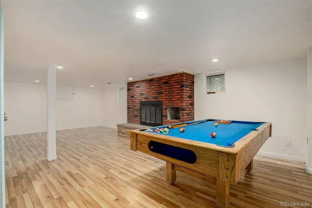 a room with pool table
