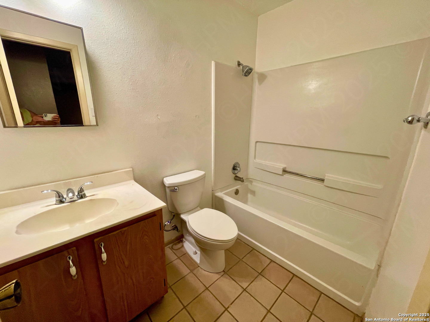 7318 Hunters Raven San Antonio, TX 78249 - Photo 14 of 18 a bathroom with a sink a toilet and a mirror