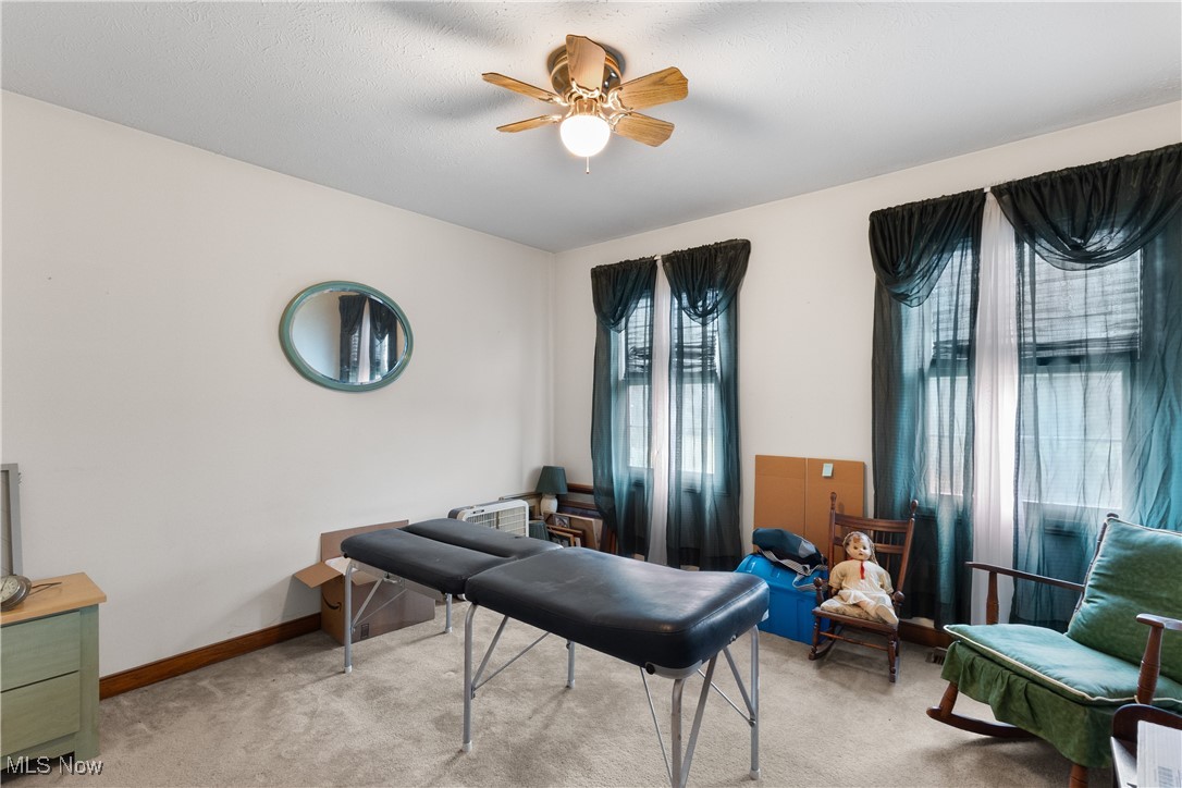 7665 Brakeman Road Painesville, OH 44077 - Photo 21 of 34 Sitting room with ceiling fan and light carpet