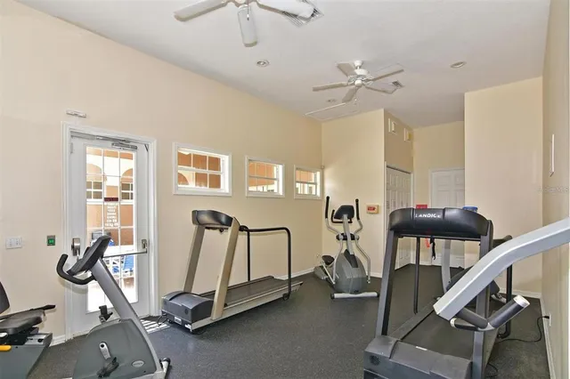 a view of a room with gym equipment