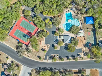 an aerial view of a house