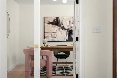 a table and chairs in a room