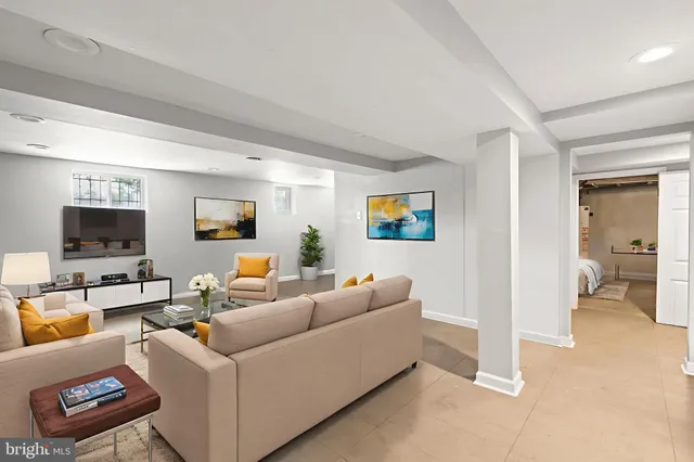 a living room with furniture and a flat screen tv