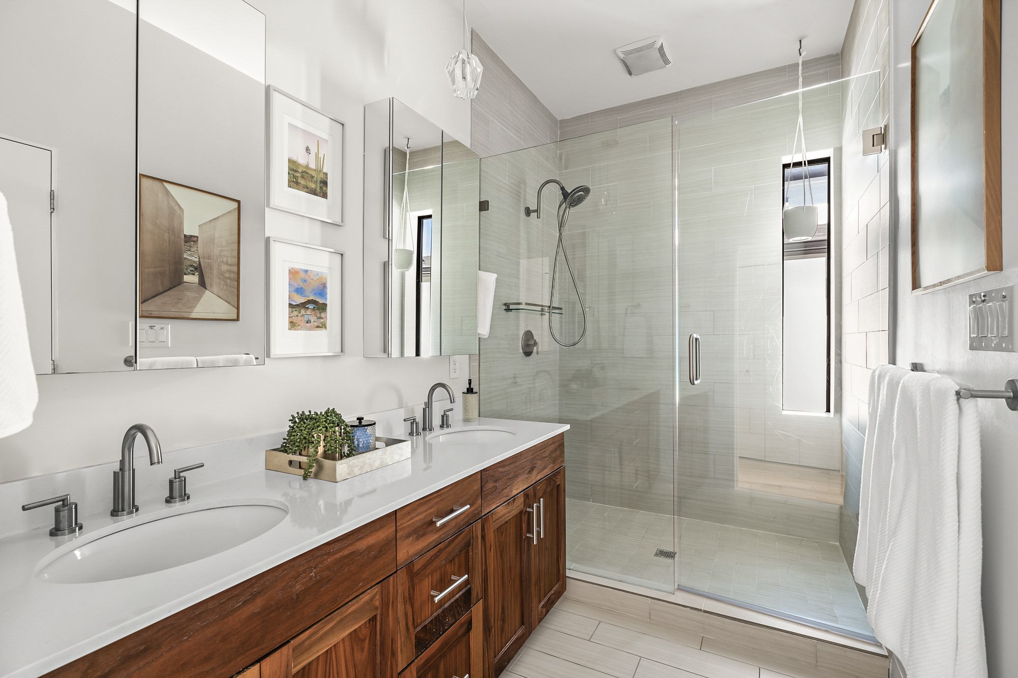 2411 Euclid Avenue, Unit A Austin, TX 78704 - Photo 34 of 40 Full ensuite bath with dual counter and large walk-in shower
