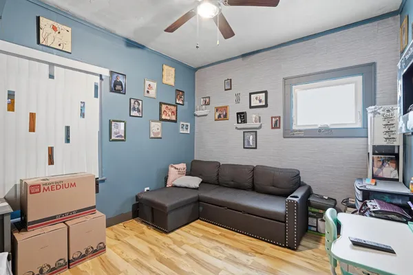 a view of a storage area with a garage