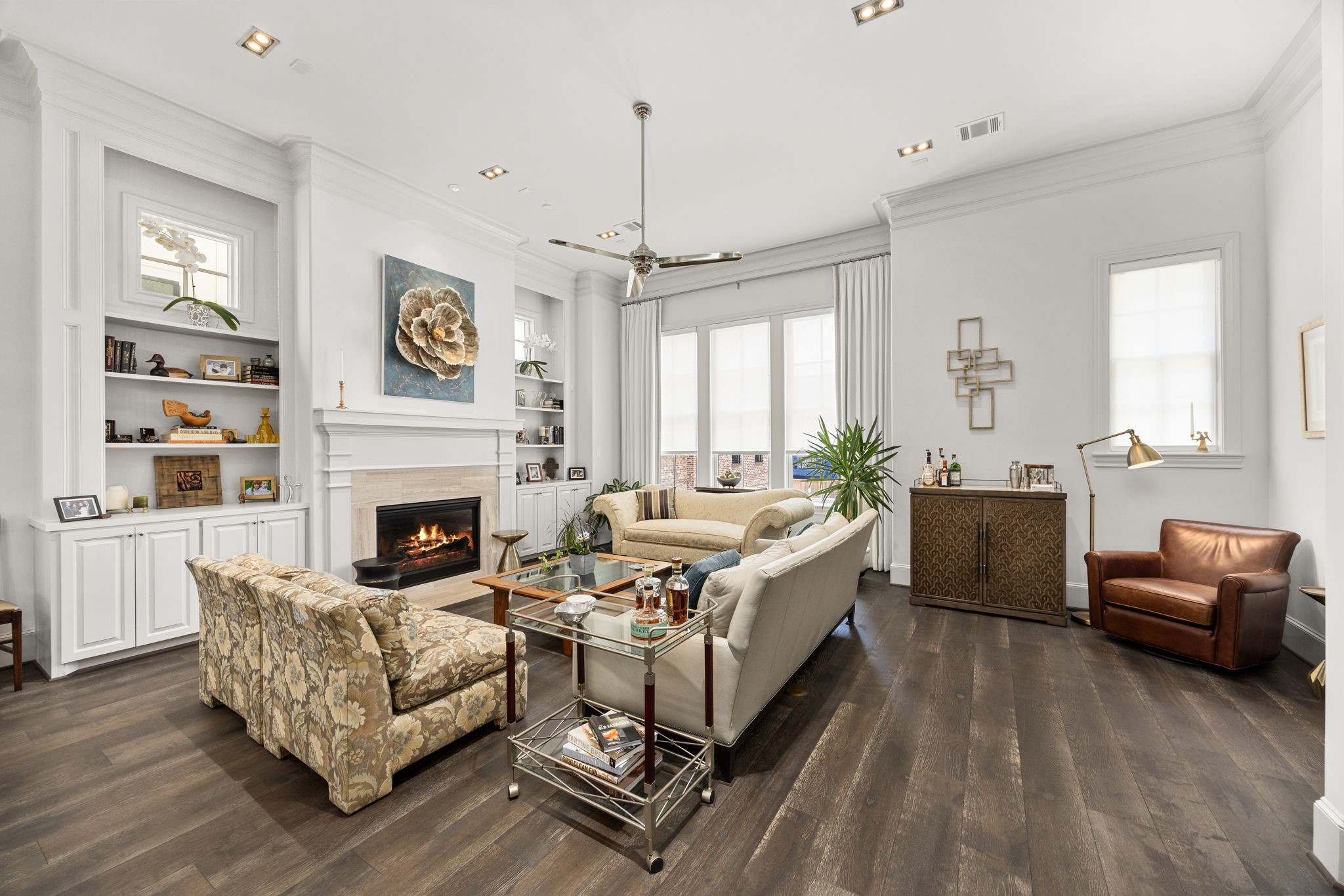 11 Robita Street Houston, TX 77019 - Photo 10 of 32 a living room with furniture and a fireplace
