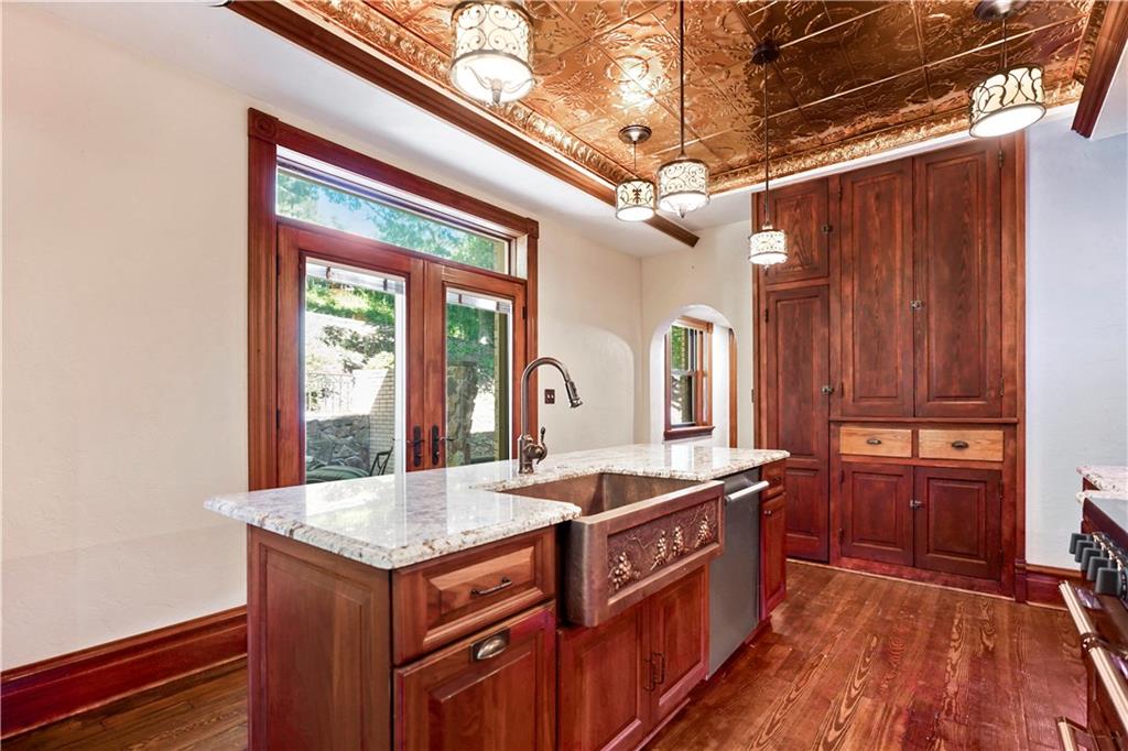 114 East Waldheim Road Pittsburgh, PA 15215 - Photo 9 of 25 Kitchen with copper farm sink and original built-ins