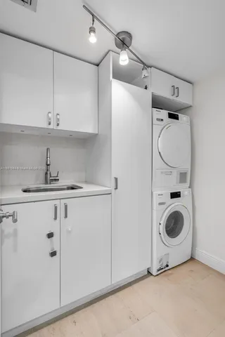 a view of a swimming pool with a bench