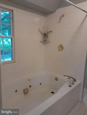 a bathroom with a bathtub
