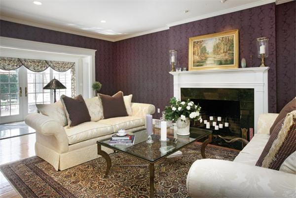 63 Neshobe Road Newton, MA 02462 - Photo 2 of 8 a living room with furniture a fireplace and a large window