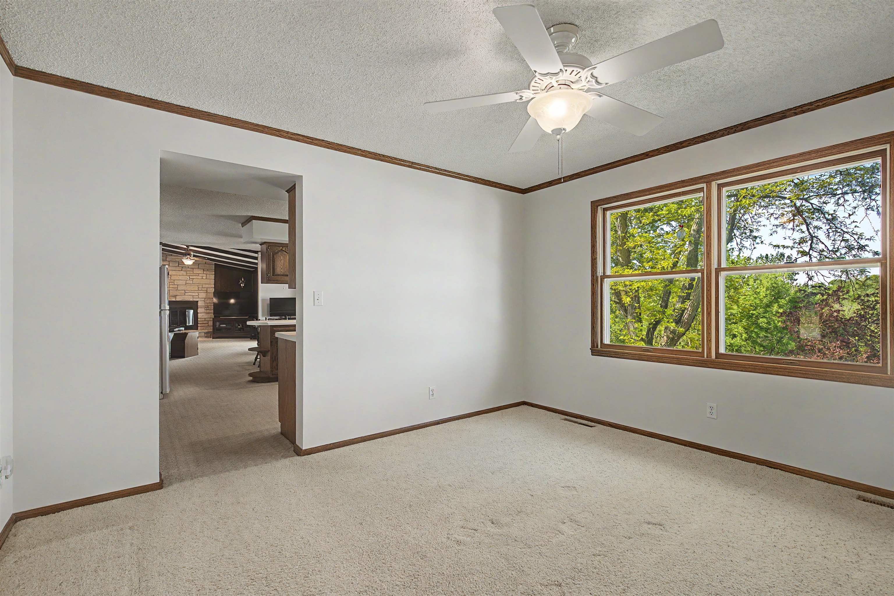 17380 Corbett Road Mount Carroll, IL 61053 - Photo 10 of 65 an empty room with windows and ceiling fan