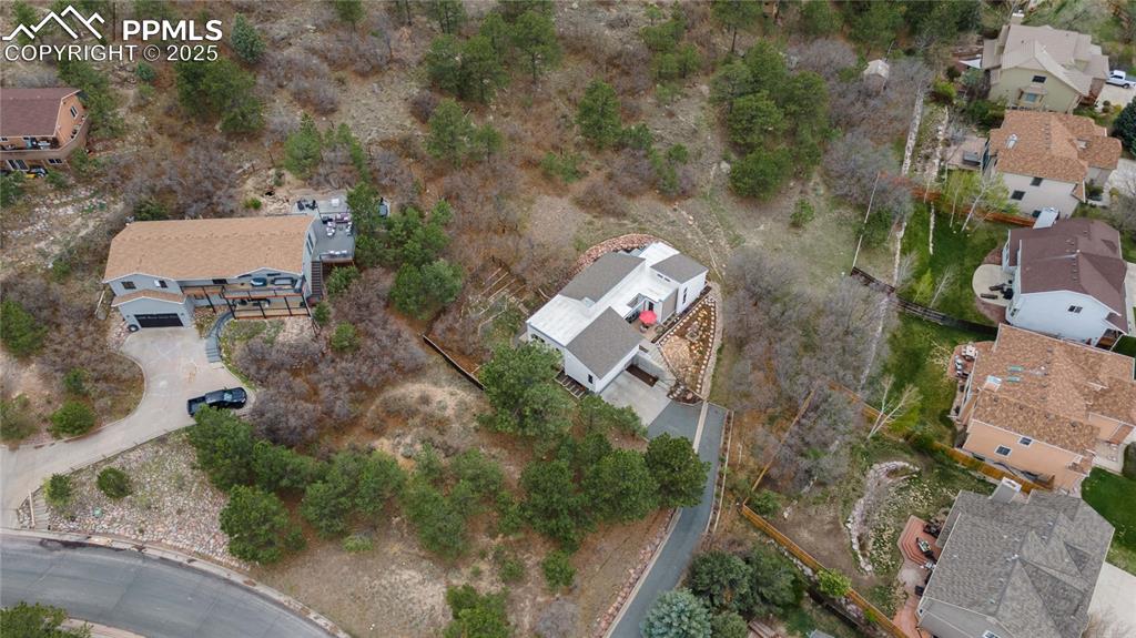 7550 Dairy Ranch Road Colorado Springs, CO 80919 - Photo 35 of 39 an aerial view of a house with a yard and lake view