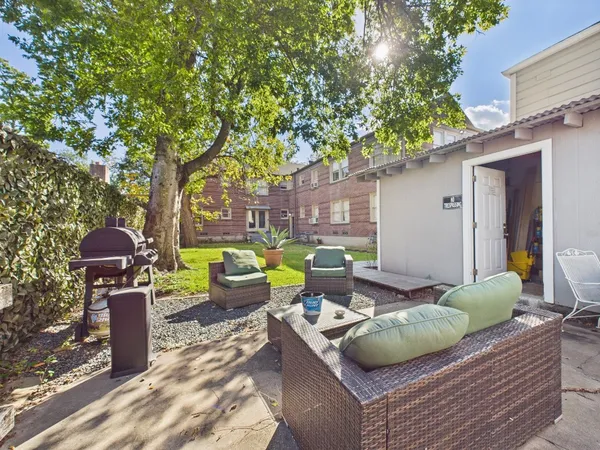 a view of outdoor space yard deck patio and fire pit