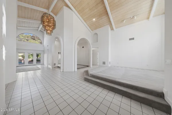 a spacious bathroom with a vanity and a shower