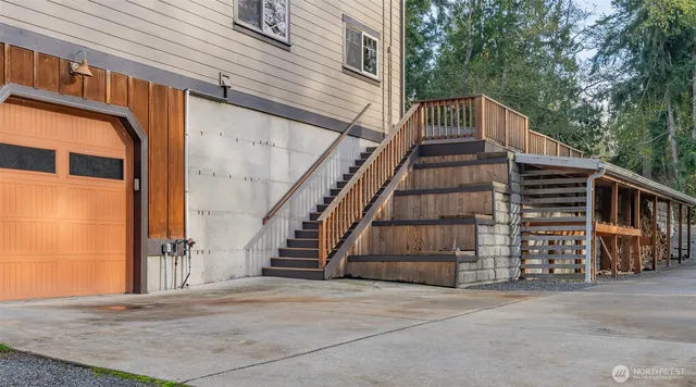 a view of a house with a garage