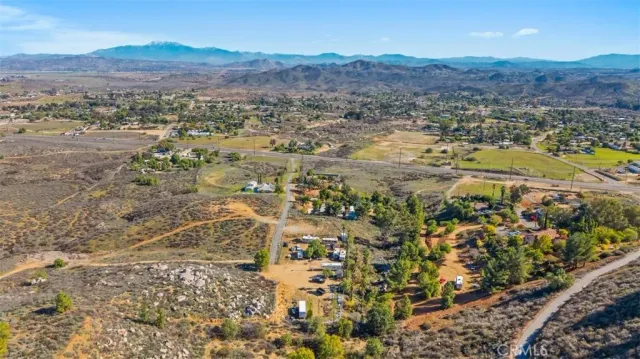 a view of a city with mountains in the background