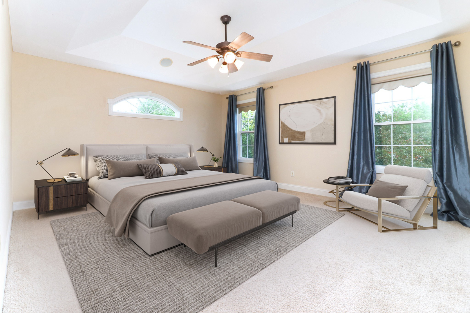 69 Brookstone Circle Bloomington, IL 61704 - Photo 29 of 63 a bedroom with a bed and a chandelier