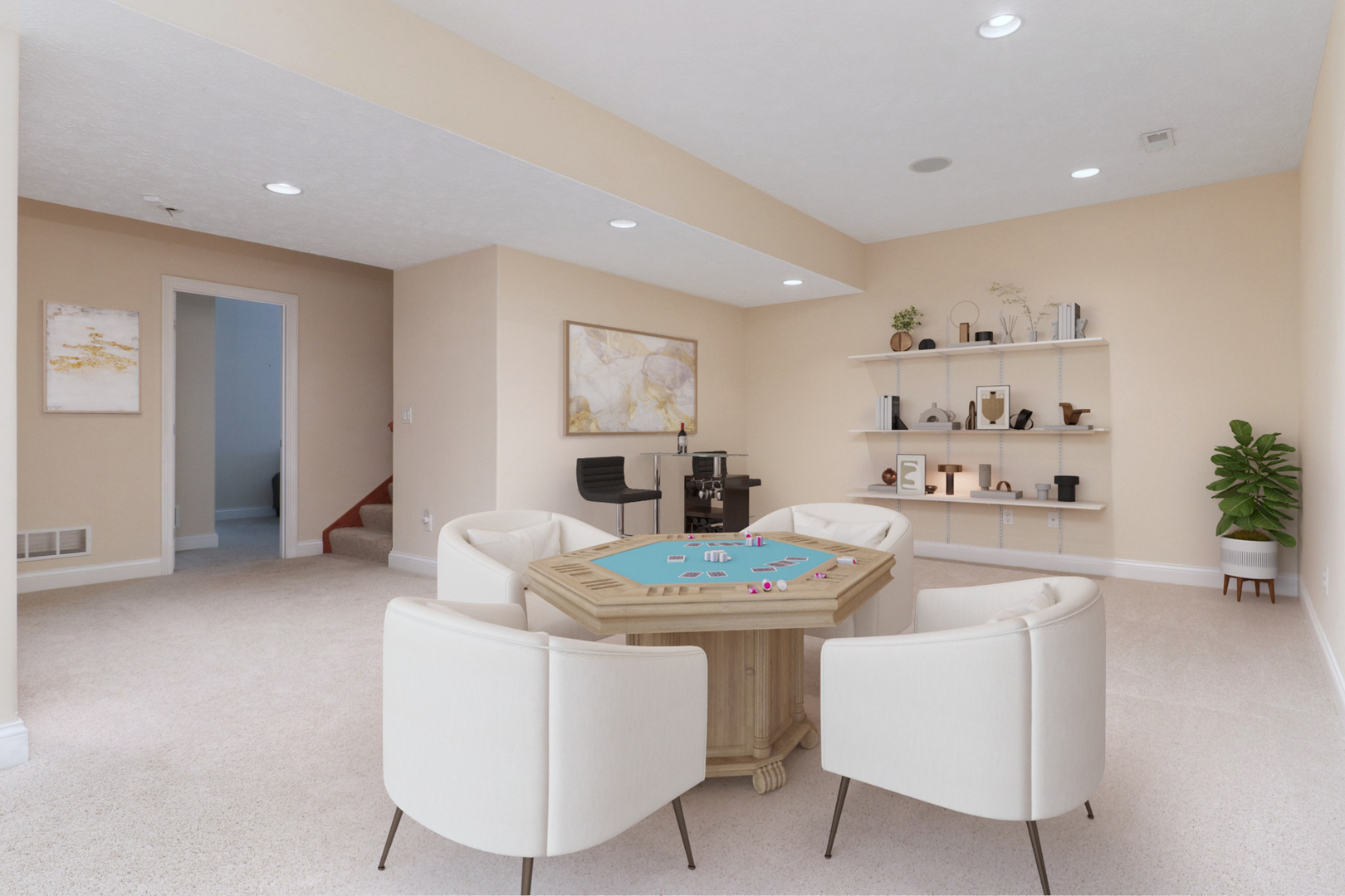 69 Brookstone Circle Bloomington, IL 61704 - Photo 48 of 63 a kitchen with white cabinets and chairs