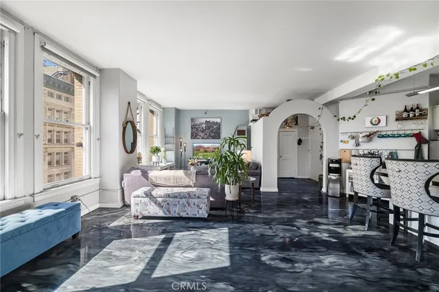 a living room with furniture