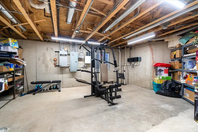 a view of a backyard with sitting area