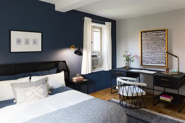 a living room with furniture or couch and a potted plant