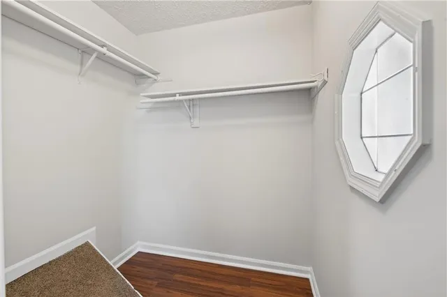 a view of small space with racks on the wall