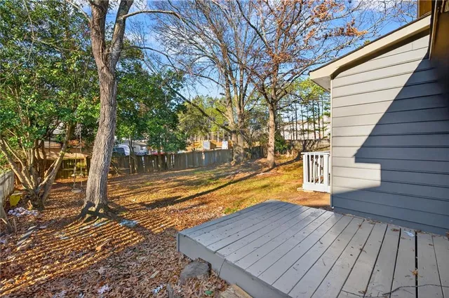 a view of a wooden deck