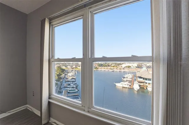 a view of a lake from a window