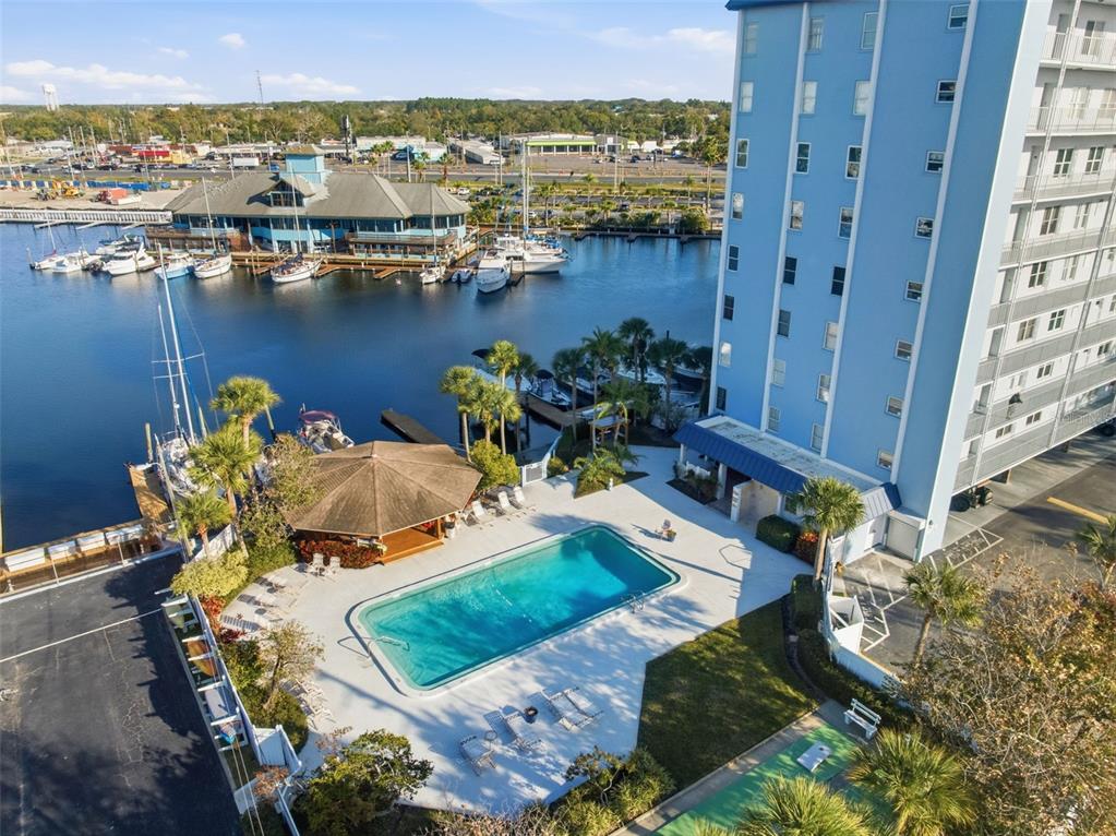 4939 Floramar Terrace, Unit 712 New Port Richey, FL 34652 - Photo 38 of 41 an aerial view of a house with a ocean view