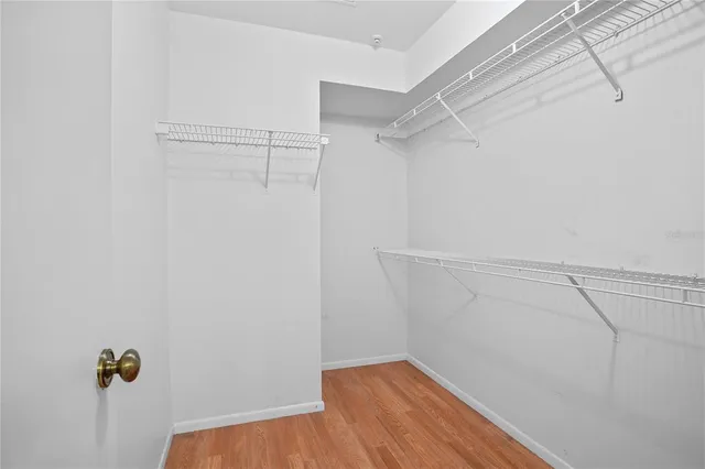 a view of an empty walk in closet