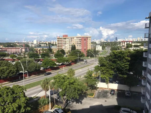 a view of a city from a balcony