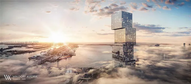 a city view with ocean