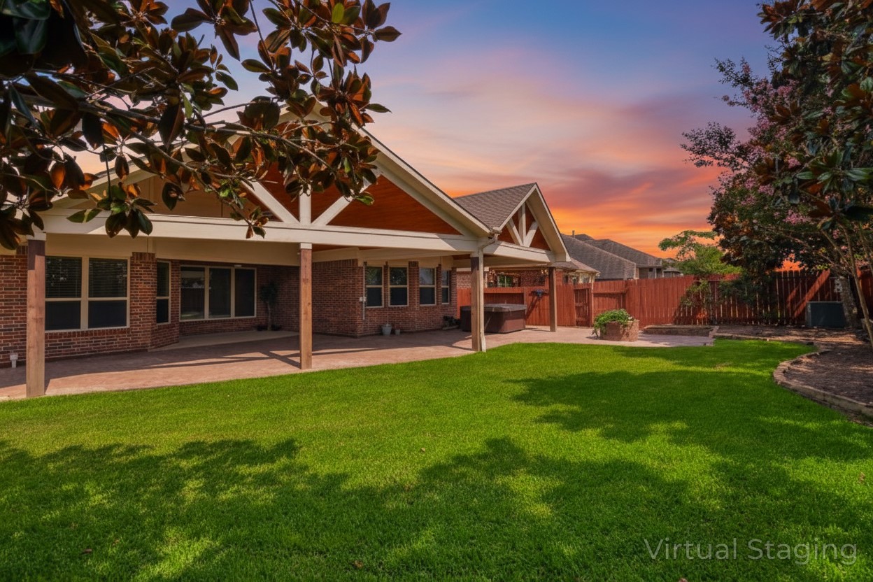 a view of a house with a backyard