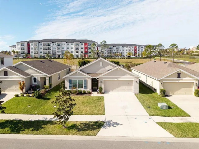 an aerial view of a house