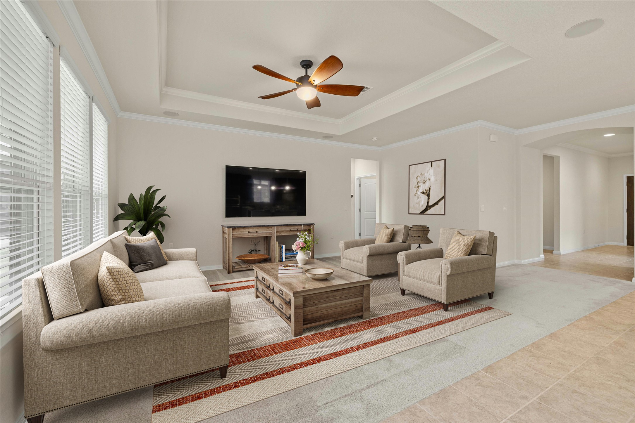 203 Longview Lane Georgetown, TX 78633 - Photo 13 of 37 a living room with furniture a ceiling fan and a window