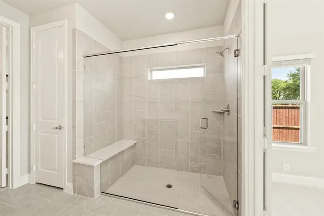 a bathroom with a shower