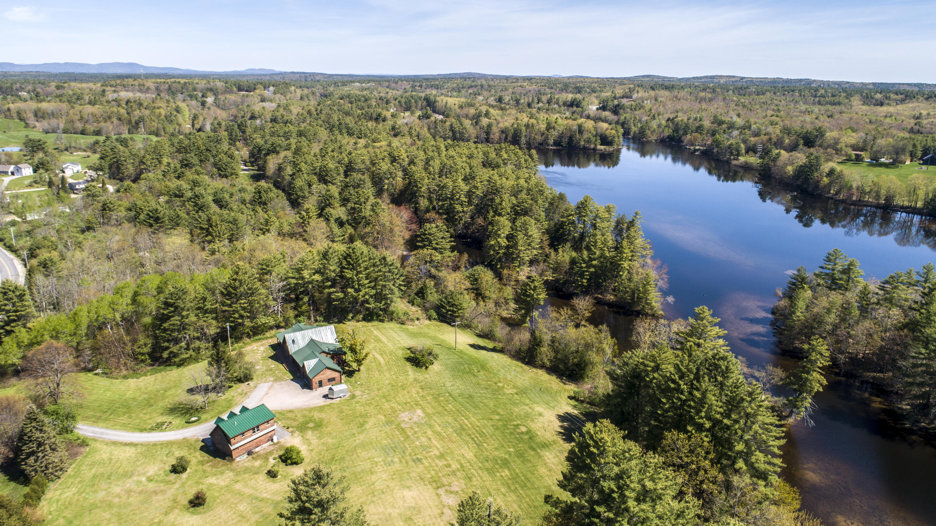 aieral view of the home and river