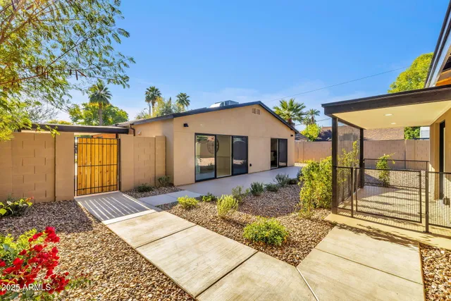 a view of a house with a patio