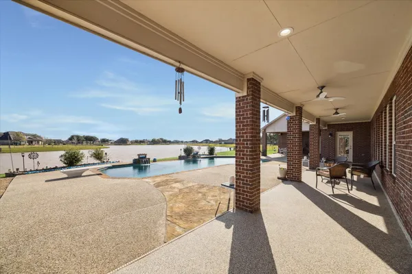 a view of a living room and mountain view