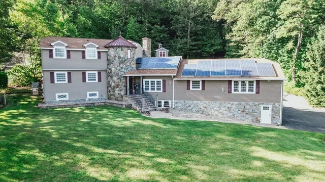 an aerial view of a house